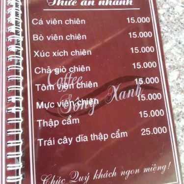 Thực đơn- Sông Xanh - Cafe Sân Vườn & Câu Cá