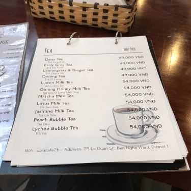 Thực đơn- Sora Cafe