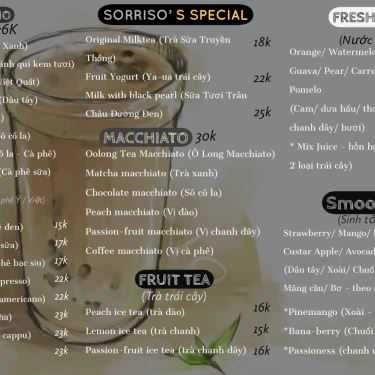 Thực đơn- Sorriso Cafe