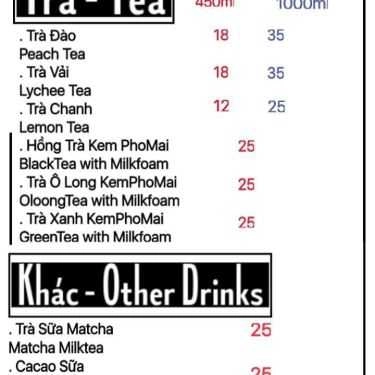 Thực đơn- Ăn vặt Speit Tea & Cheese