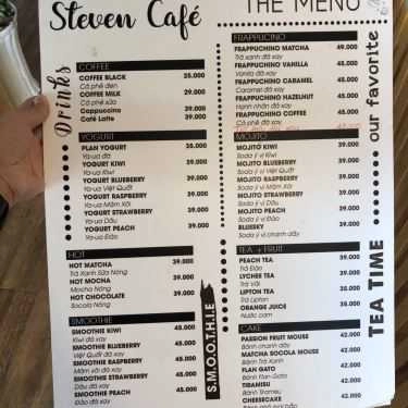 Thực đơn- Steven Café