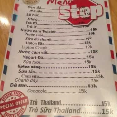 Thực đơn- Stop Coffee - Trường Sa