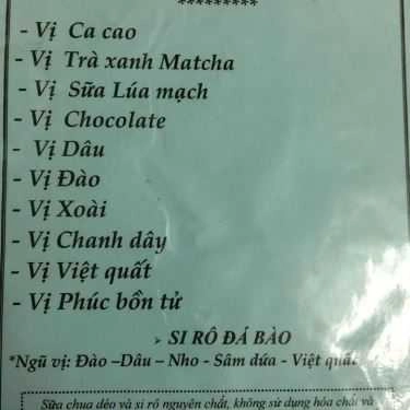Thực đơn- Ăn vặt Sữa Chua Dẻo & Sirô Đá Bào Nhà Làm