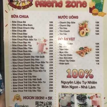 Thực đơn- Ăn vặt Sữa Chua Nếp Cẩm Friend Zone