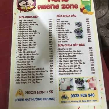 Thực đơn- Ăn vặt Sữa Chua Nếp Cẩm Friend Zone