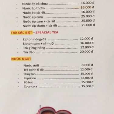 Thực đơn- Sunny Coffee - Bình Trị Đông