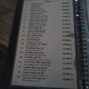 Thực đơn- Suối Ngàn Cafe - Nguyễn Huy Điển