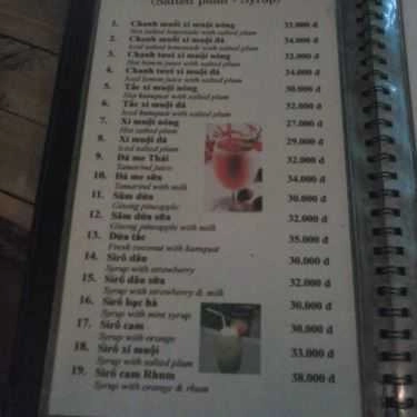 Thực đơn- Suối Ngàn Cafe - Nguyễn Huy Điển