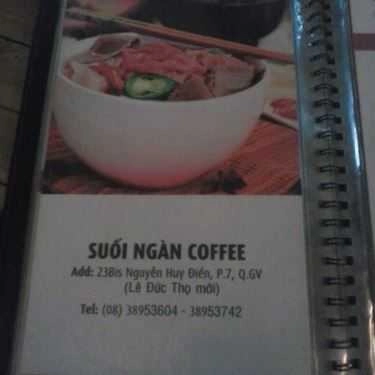 Thực đơn- Suối Ngàn Cafe - Nguyễn Huy Điển