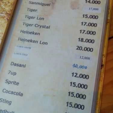 Thực đơn- Quán Nhậu Sườn Muối Ớt - Phạm Văn Đồng