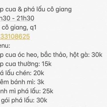 Tổng hợp- Ăn vặt Súp Cua & Phá Lấu - Cô Giang