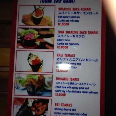Thực đơn- Ăn vặt Sushi Đường Phố - Sake Kissho - Lê Văn Thọ