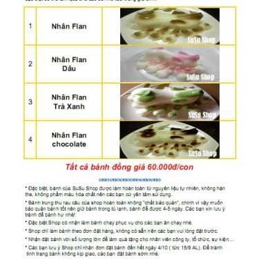 Thực đơn- Susu Shop - Bánh Trung Thu Rau Câu - Shop Online