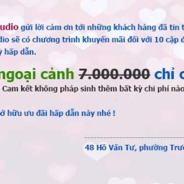 Thực đơn- Chụp hình cưới Sweet Love Studio