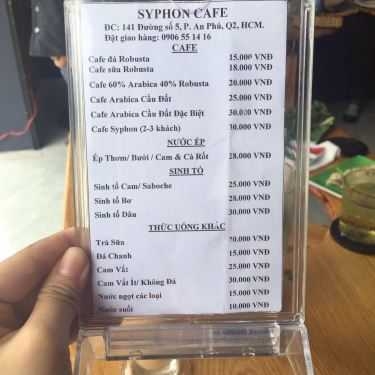 Thực đơn- Syphon Cafe