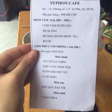 Thực đơn- Syphon Cafe