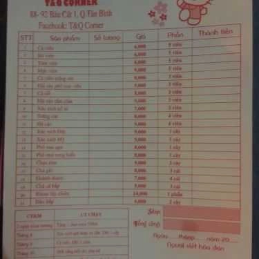 Thực đơn- T&Q Corner - Đồ Ăn Vặt