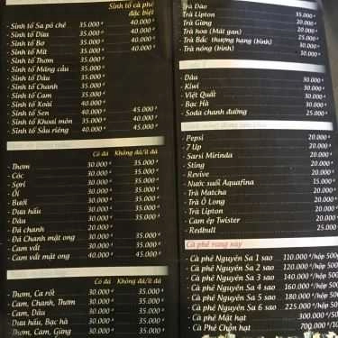 Thực đơn- Taf Coffee