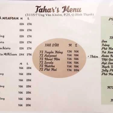 Thực đơn- Cafe Tahar Tea & More