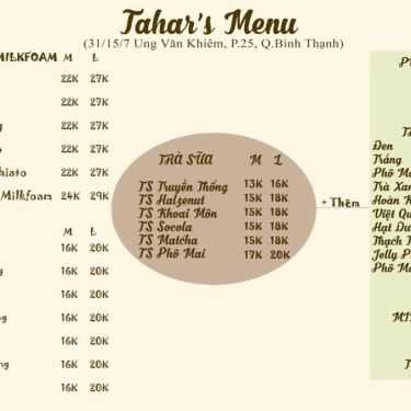 Thực đơn- Cafe Tahar Tea & More