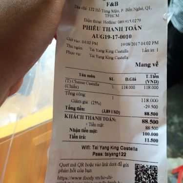 Tổng hợp- Tiệm Bánh Tai Yang King Castella - Bánh Bông Lan Đài Loan - Hồ Tùng Mậu