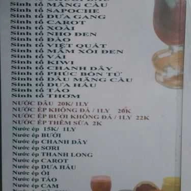 Thực đơn- Ăn vặt Thịnh - Sinh Tố, Nước Ép & Trà Sữa