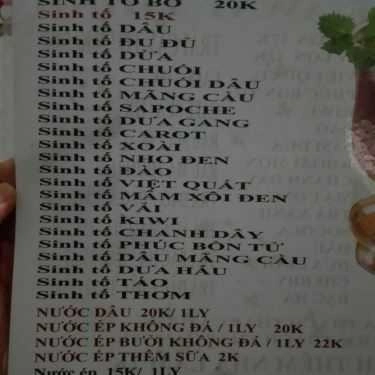 Thực đơn- Ăn vặt Thịnh - Sinh Tố, Nước Ép & Trà Sữa
