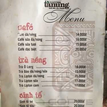 Thực đơn- Tanung Coffee