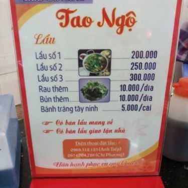 Thực đơn- Quán Nhậu Tao Ngộ - Lẩu Gà Lá É