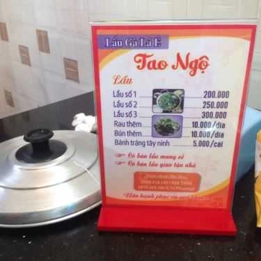 Thực đơn- Quán Nhậu Tao Ngộ - Lẩu Gà Lá É