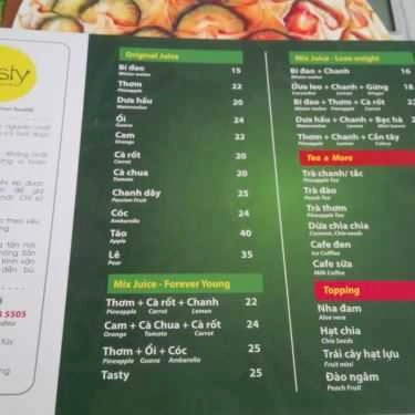 Thực đơn- Cafe Tasty - Juice & Tea