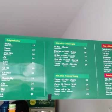 Thực đơn- Cafe Tasty - Juice & Tea