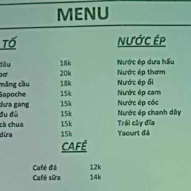 Thực đơn- Tàu Hủ Gánh - Các Món Ăn Vặt