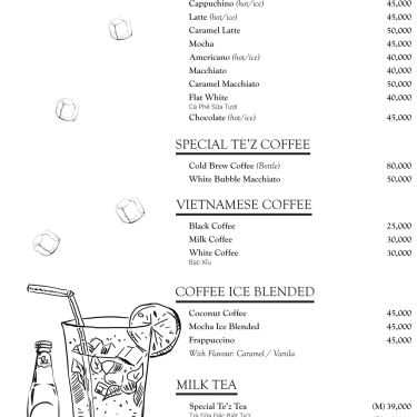 Thực đơn- Te'z - Coffee & Lounge