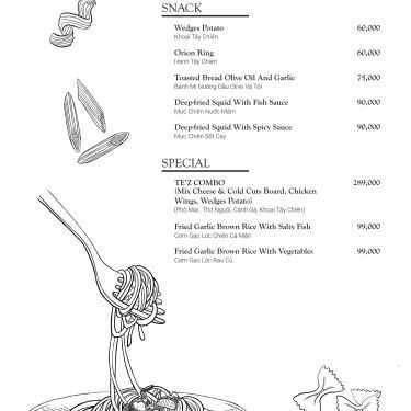 Thực đơn- Te'z - Coffee & Lounge
