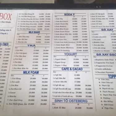 Thực đơn- Tea Box - Milk Tea & Coffee