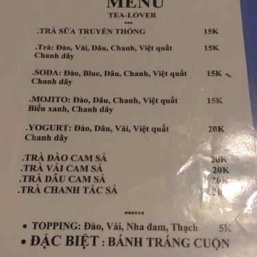 Thực đơn- Ăn vặt Tea Lover - Trà Đào & Soda