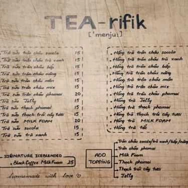 Thực đơn- Cafe Tea Rifik - Trà Sữa Trân Châu Nhà Làm