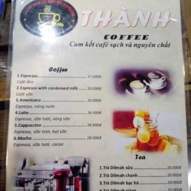 Thực đơn- Thành Coffee - Phan Xích Long