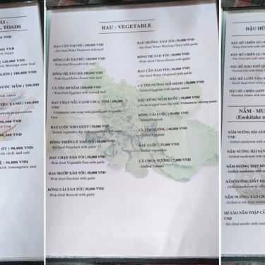 Thực đơn- Cafe Ẩm Thực Sinh Thái Thành Xuân Anh