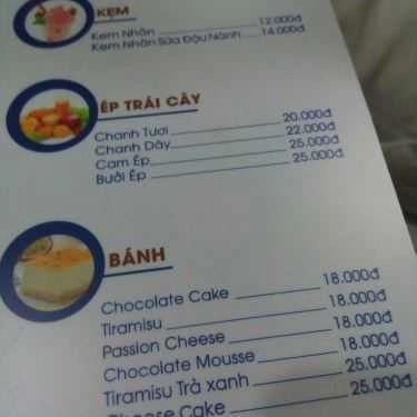 Thực đơn- Thảo Nguyễn Cafe & Sữa Chua Bánh Flan
