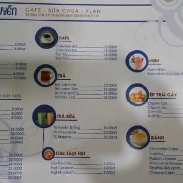 Thực đơn- Thảo Nguyễn Cafe & Sữa Chua Bánh Flan