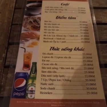 Thực đơn- Thảo Viên - Cà Phê Khuyến Học