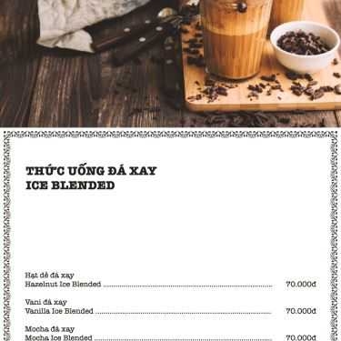 Thực đơn- The Art Cafe