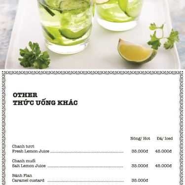 Thực đơn- The Art Cafe