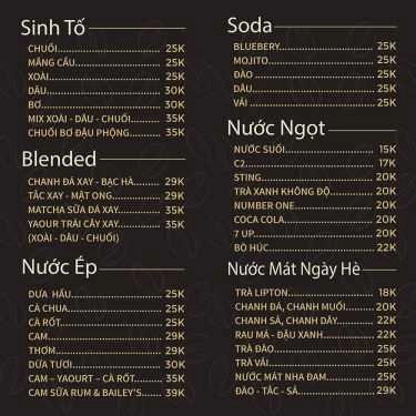 Thực đơn- The Black House Coffee