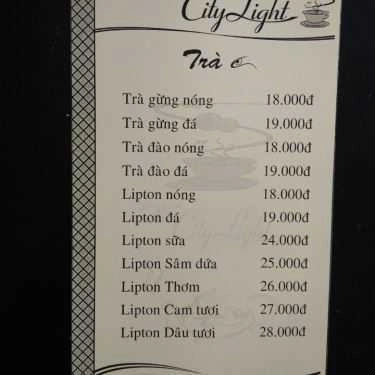 Thực đơn- The Citylight - Cafe & Karaoke