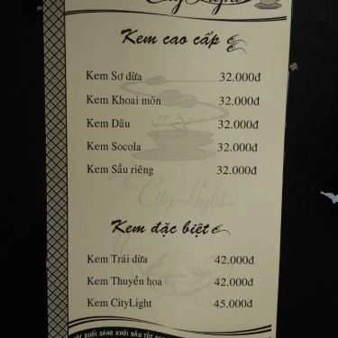 Thực đơn- The Citylight - Cafe & Karaoke