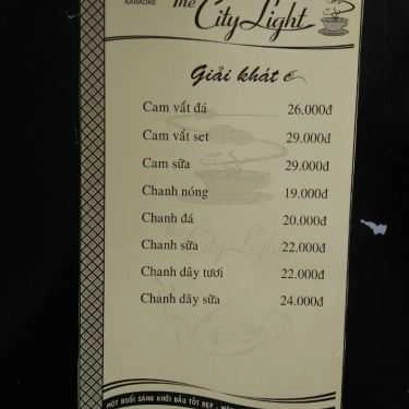Thực đơn- The Citylight - Cafe & Karaoke