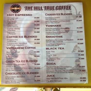 Thực đơn- The Hill True Coffee
